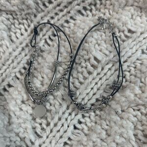 Silver and Black Women's Bracelet Set